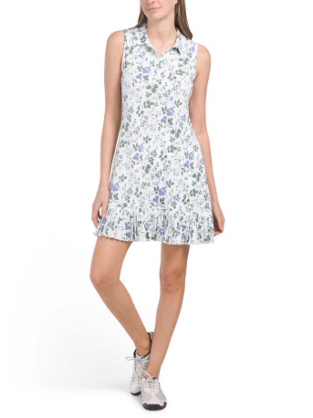 Laura Ashley Golf & Tennis Sleeveless White Floral Collared Mini Dress
